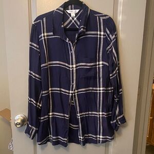 Old Navy Classic Navy Plaid Shirt
